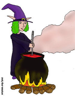 PoZie la sorcière prépare la soupe dans son chaudron
