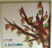 L'arbre d'automne - décoration de la porte de la classe - zoom